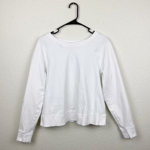 Lululemon Loop Back Crew Neck Sweatshirt Pullover White Active